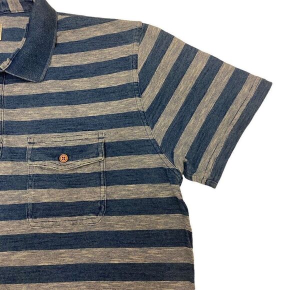 Lucky Brand‎ Short Sleeve Blue Stripe Polo Shirt Size L - Picture 3 of 13